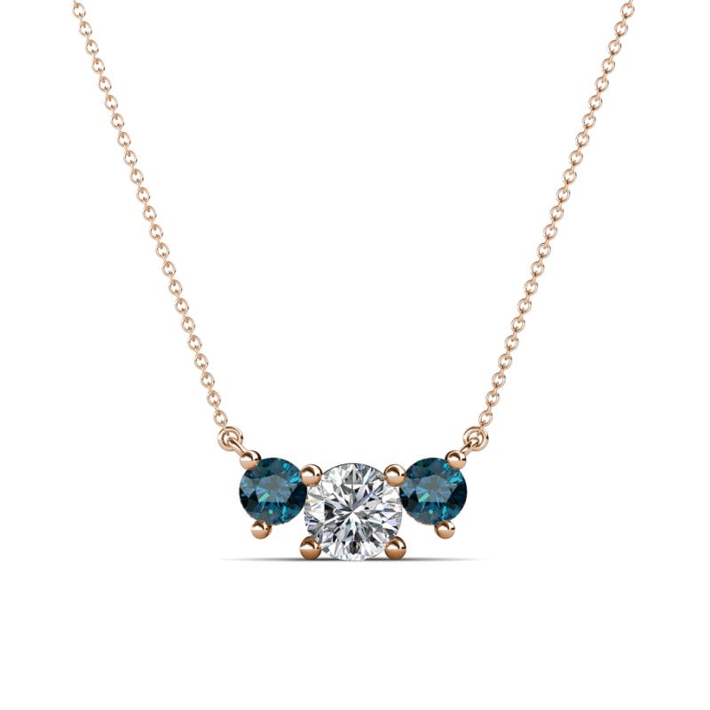 Raia Blue and White Diamond Three Stone Pendant 