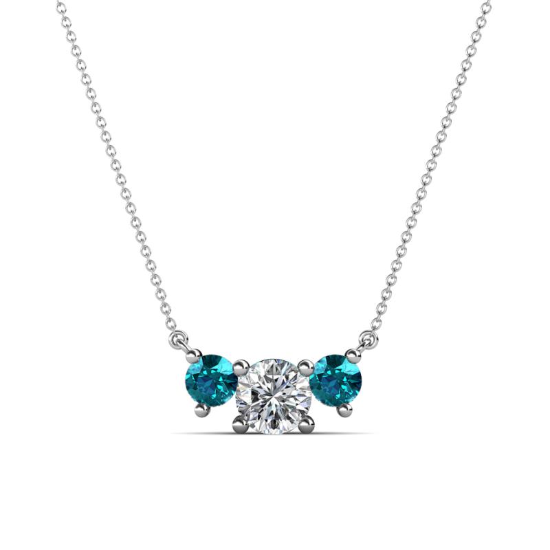 Raia London Blue Topaz and Diamond Three Stone Pendant 
