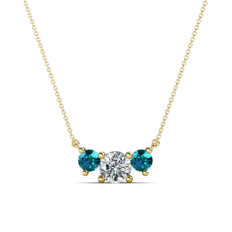 Raia London Blue Topaz and Diamond Three Stone Pendant 