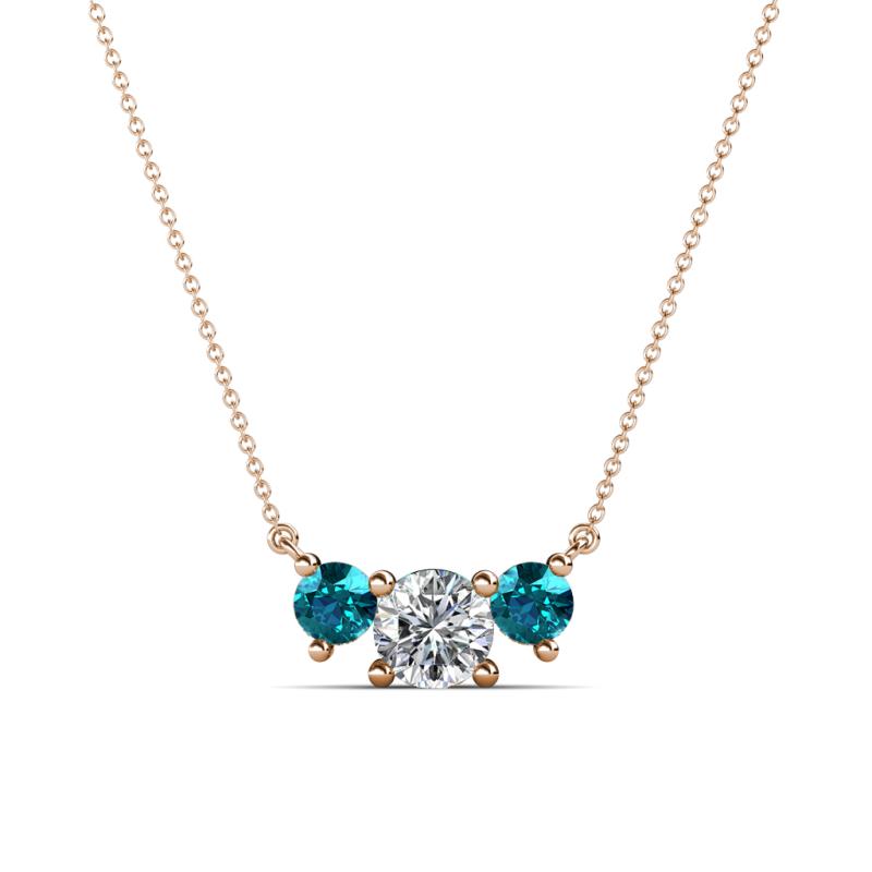Raia London Blue Topaz and Diamond Three Stone Pendant 