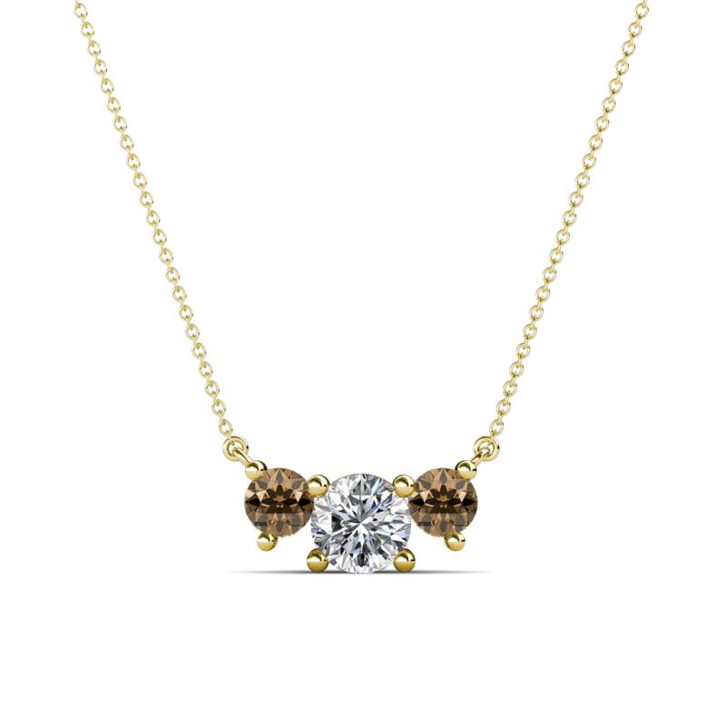 Raia Smoky Quartz and Diamond Three Stone Pendant 