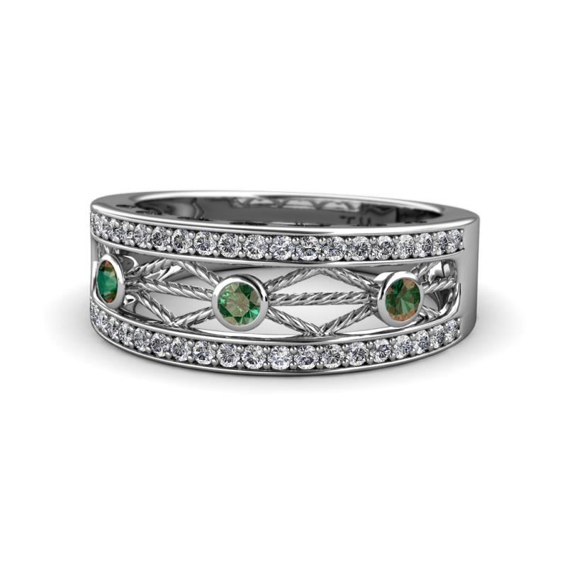 Aurelia Diamond and Lab Created Alexandrite Wedding Band 