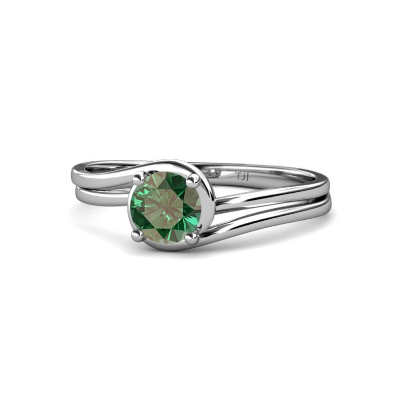 Elena Signature 5.50 mm Round Lab Created Alexandrite Bypass Solitaire Engagement Ring 