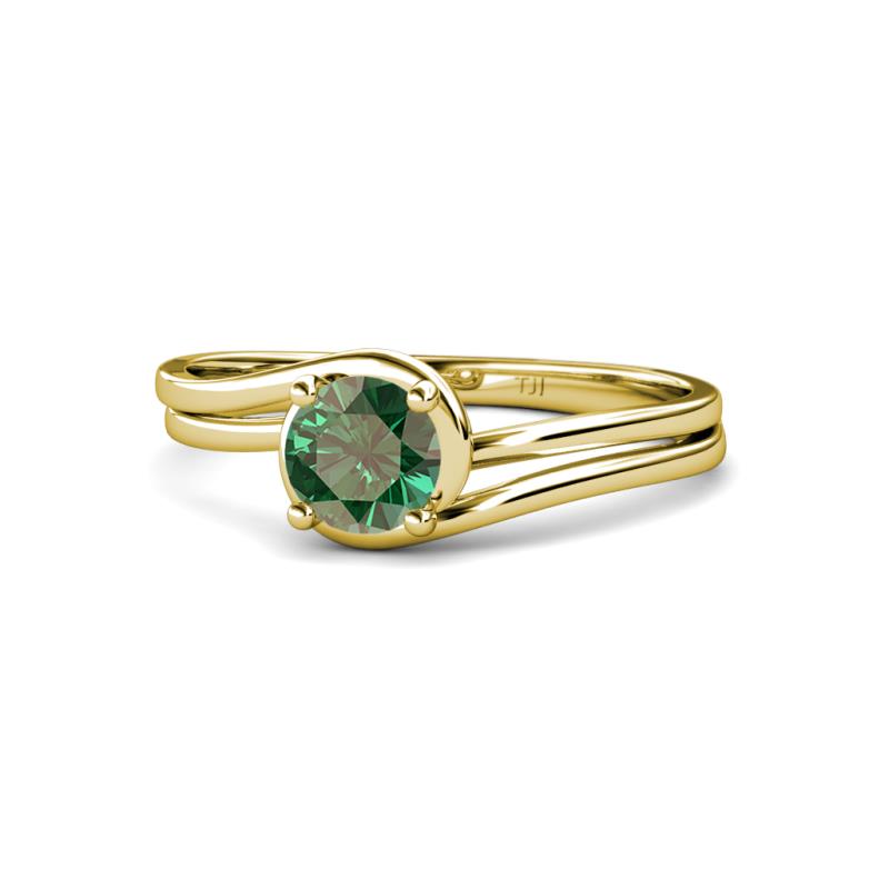 Elena Signature 5.50 mm Round Lab Created Alexandrite Bypass Solitaire Engagement Ring 