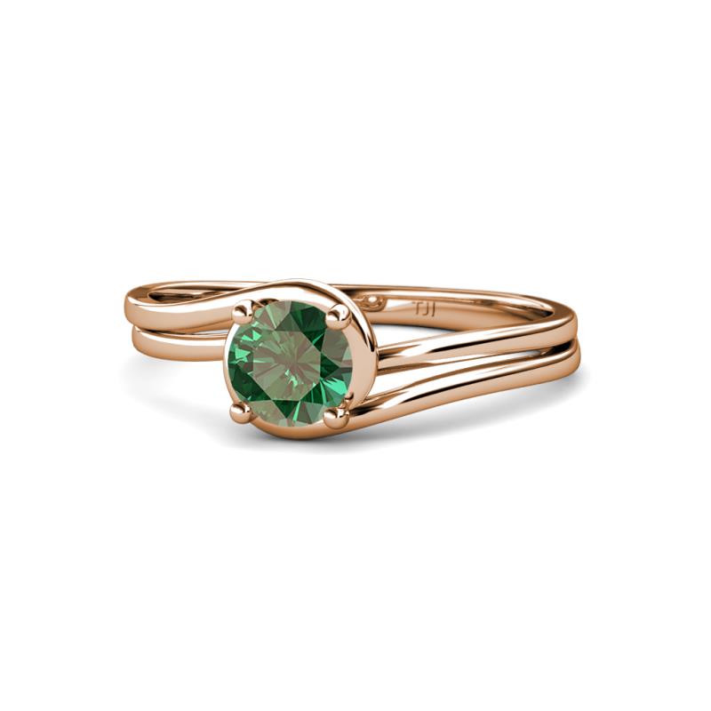 Elena Signature 5.50 mm Round Lab Created Alexandrite Bypass Solitaire Engagement Ring 