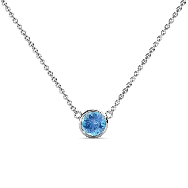 Merilyn 5.00 mm Round Blue Topaz Bezel Set Solitaire Pendant 
