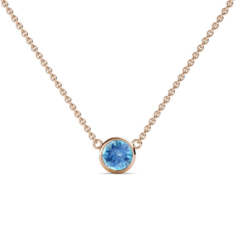 Merilyn 5.00 mm Round Blue Topaz Bezel Set Solitaire Pendant 