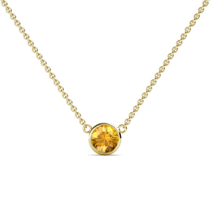 Merilyn 5.00 mm Round Citrine Bezel Set Solitaire Pendant 
