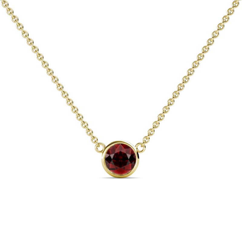 Merilyn 5.00 mm Round Red Garnet Bezel Set Solitaire Pendant 
