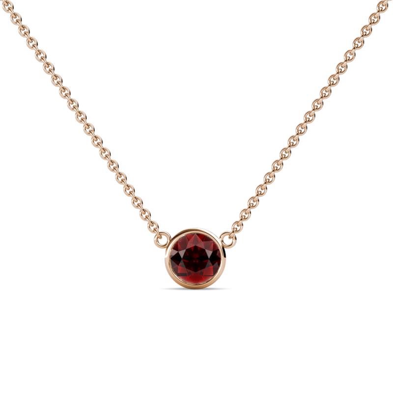 Merilyn 5.00 mm Round Red Garnet Bezel Set Solitaire Pendant 