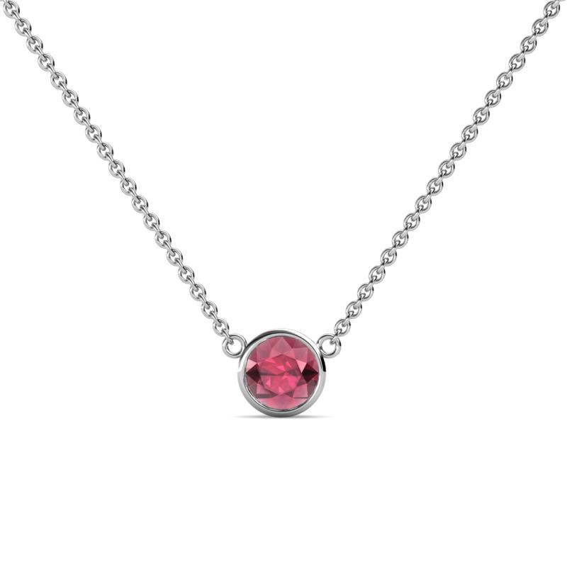 Merilyn 5.00 mm Round Rhodolite Garnet Bezel Set Solitaire Pendant 
