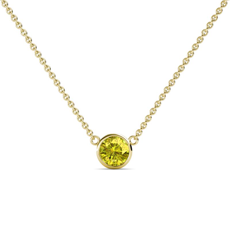 Merilyn 5.00 mm Round Yellow Diamond Bezel Set Solitaire Pendant 