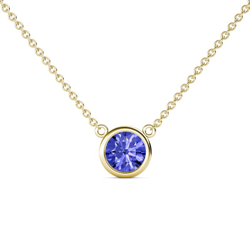 Merilyn 0.92 ct Round Tanzanite Bezel Set Solitaire Pendant 