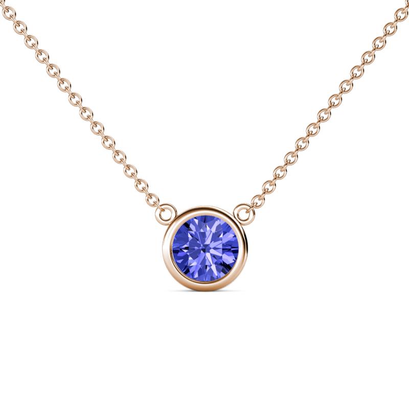 Merilyn 0.92 ct Round Tanzanite Bezel Set Solitaire Pendant 