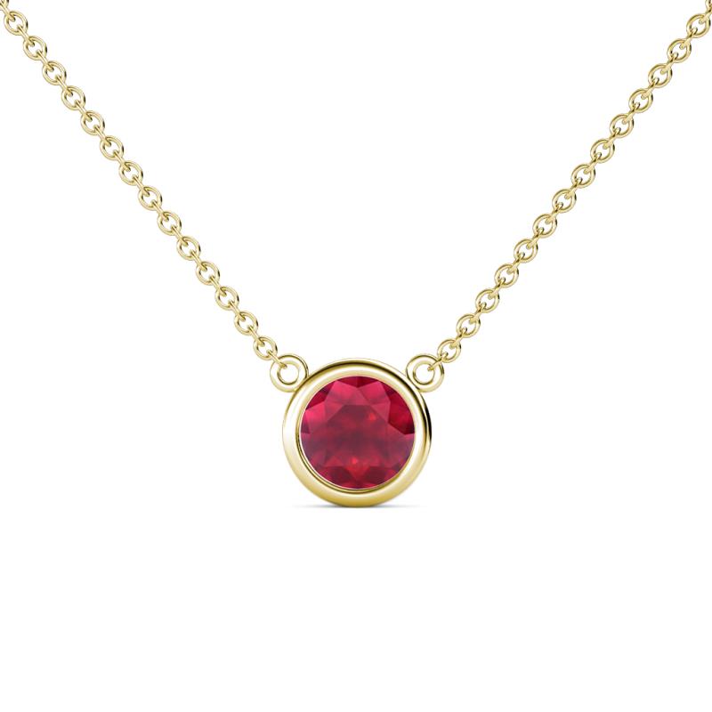 Merilyn 0.95 ct Round Ruby Bezel Set Solitaire Pendant 