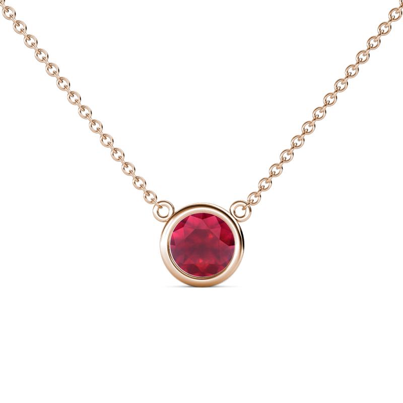 Merilyn 0.95 ct Round Ruby Bezel Set Solitaire Pendant 