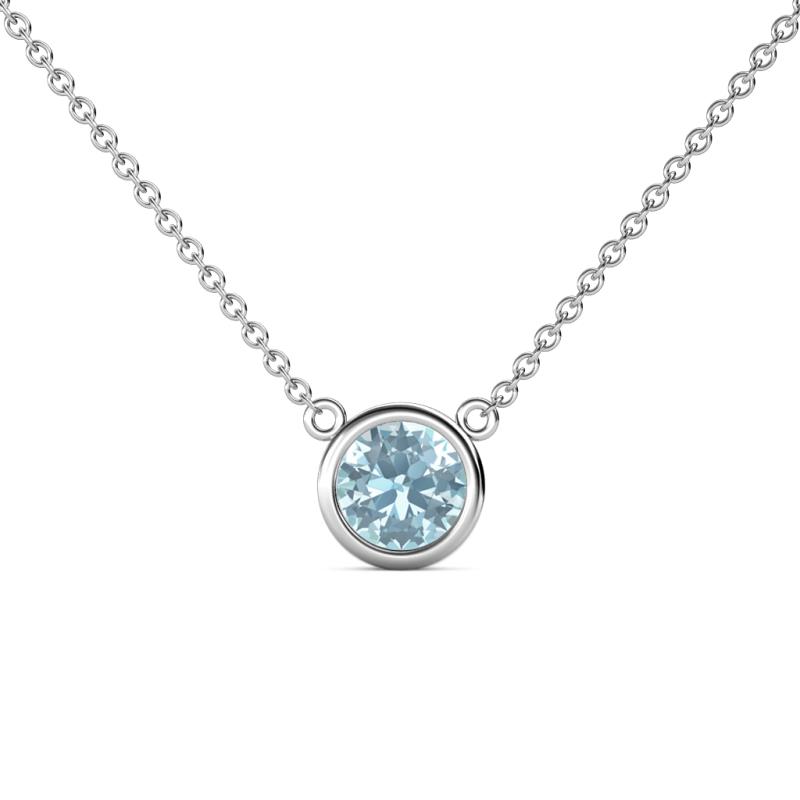 Merilyn 0.87 ct Round Aquamarine Bezel Set Solitaire Pendant 