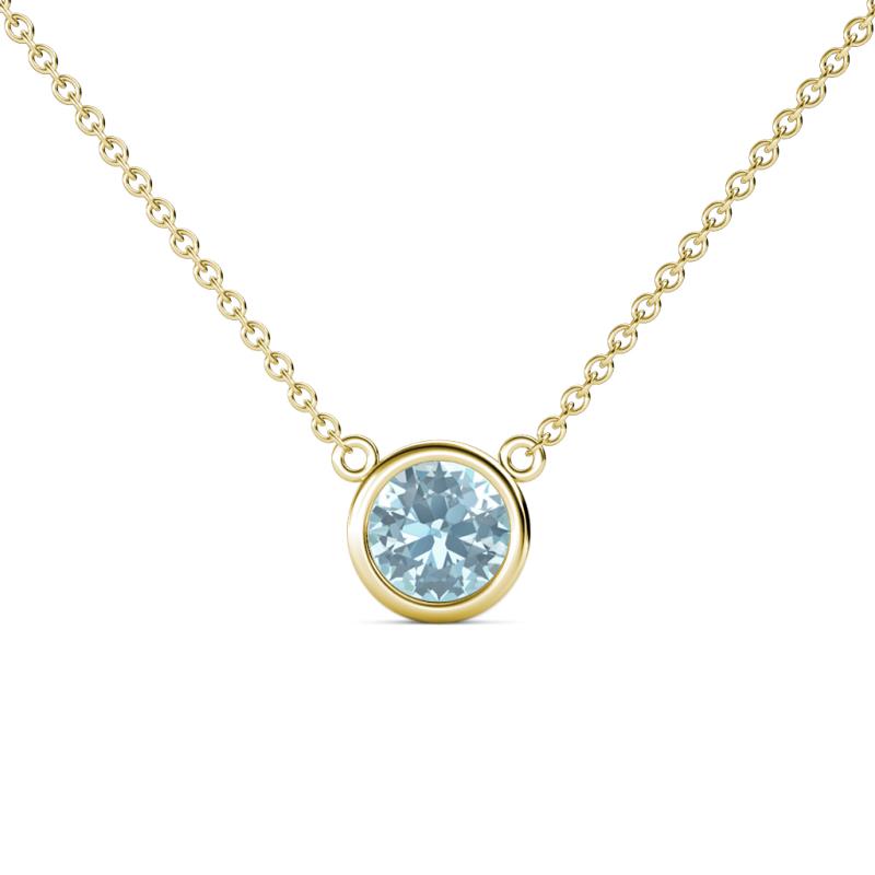 Merilyn 0.87 ct Round Aquamarine Bezel Set Solitaire Pendant 