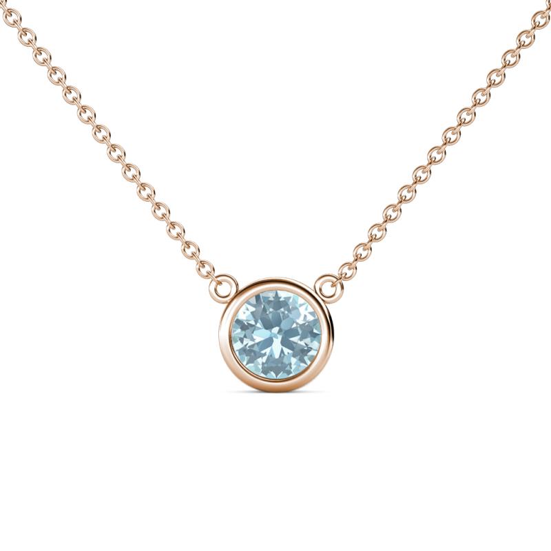 Merilyn 0.87 ct Round Aquamarine Bezel Set Solitaire Pendant 
