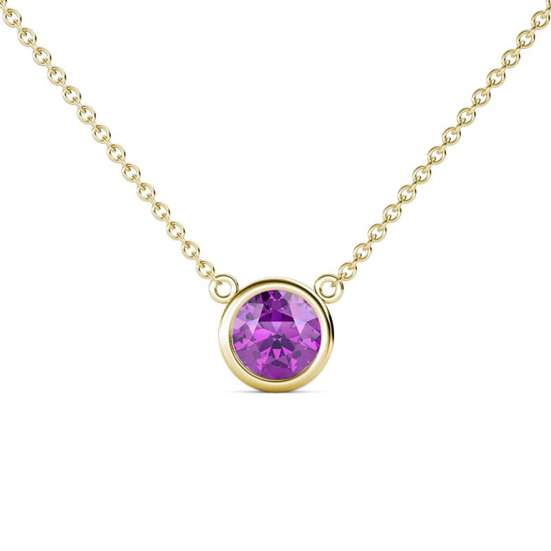 Merilyn 0.87 ct Round Amethyst Bezel Set Solitaire Pendant 