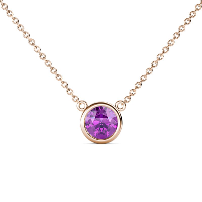 Merilyn 0.87 ct Round Amethyst Bezel Set Solitaire Pendant 