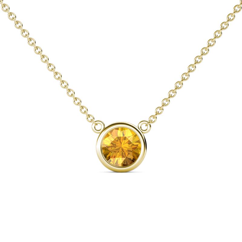 Merilyn 0.87 ct Round Citrine Bezel Set Solitaire Pendant 