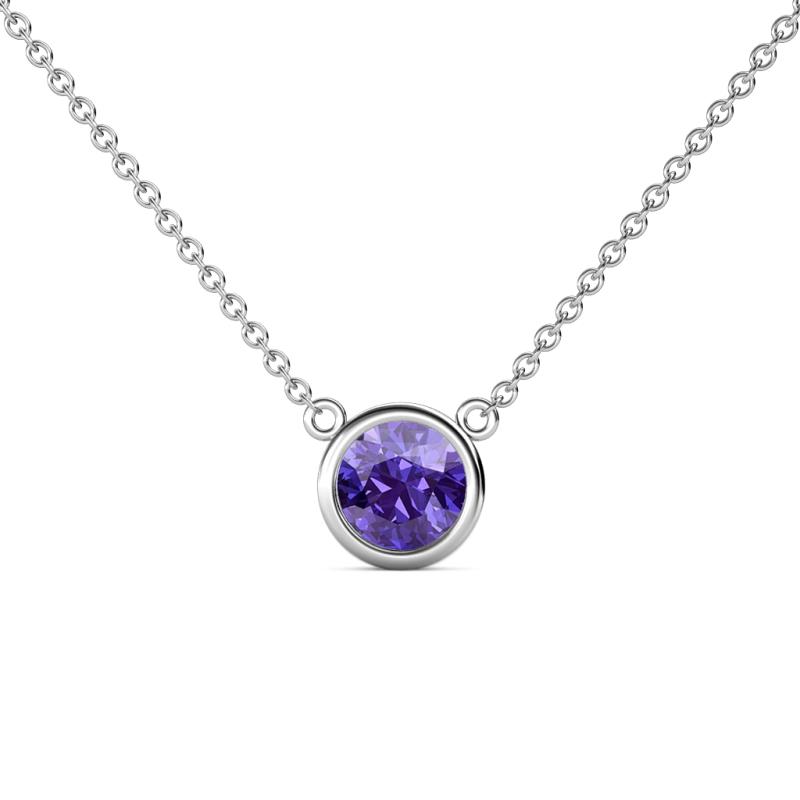 Merilyn 0.80 ct Round Iolite Bezel Set Solitaire Pendant 