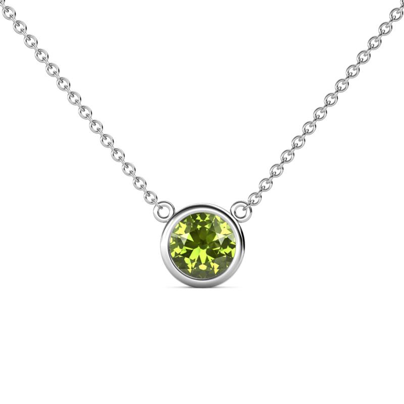 Merilyn 1.10 ct Round Peridot Bezel Set Solitaire Pendant 