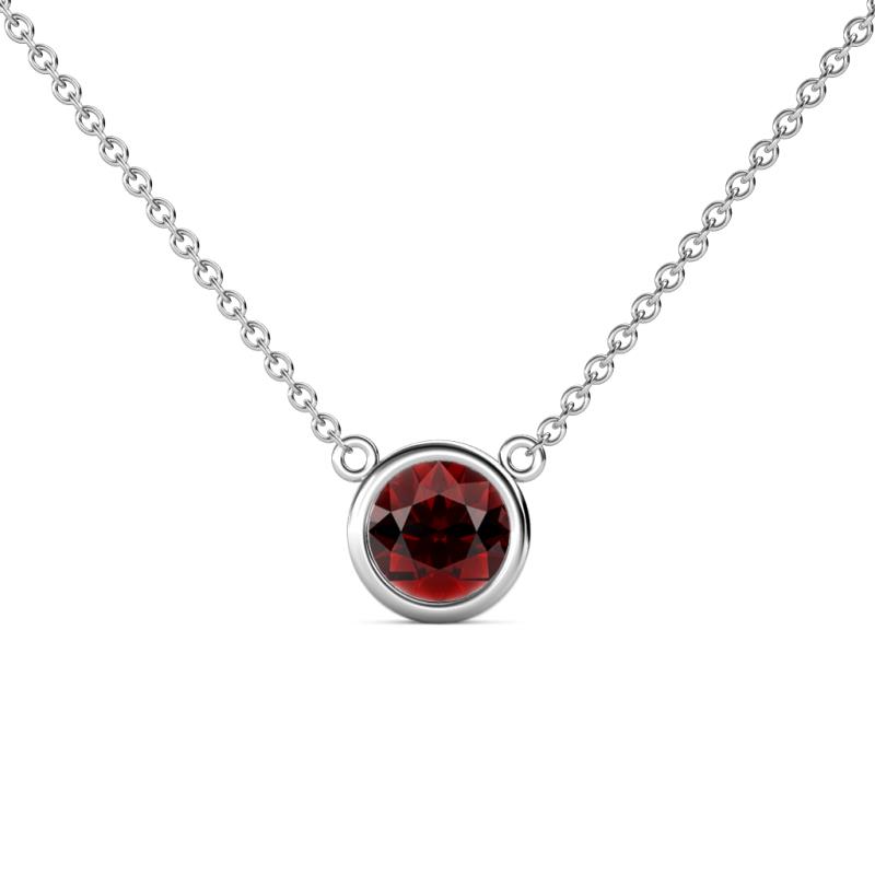 Merilyn 1.05 ct Round Red Garnet Bezel Set Solitaire Pendant 