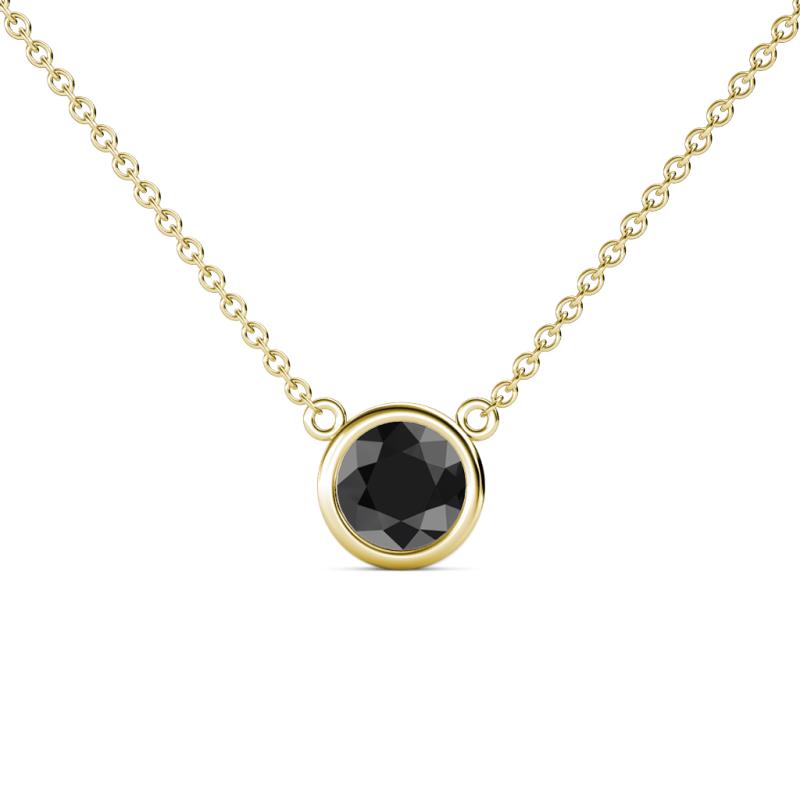 Merilyn 1.00 ct Round Black Diamond Bezel Set Solitaire Pendant 