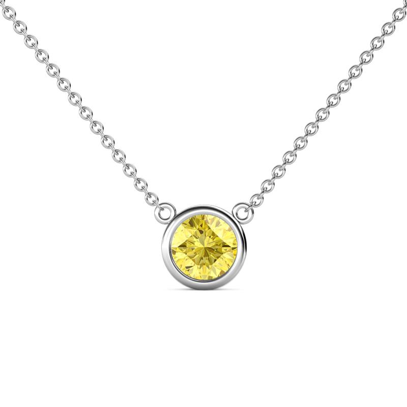 Merilyn 1.50 ct Round Created Yellow Sapphire Bezel Set Solitaire Pendant 