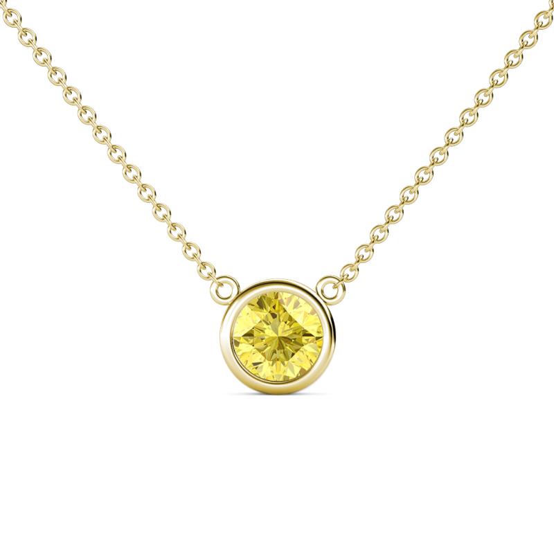 Merilyn 1.50 ct Round Created Yellow Sapphire Bezel Set Solitaire Pendant 