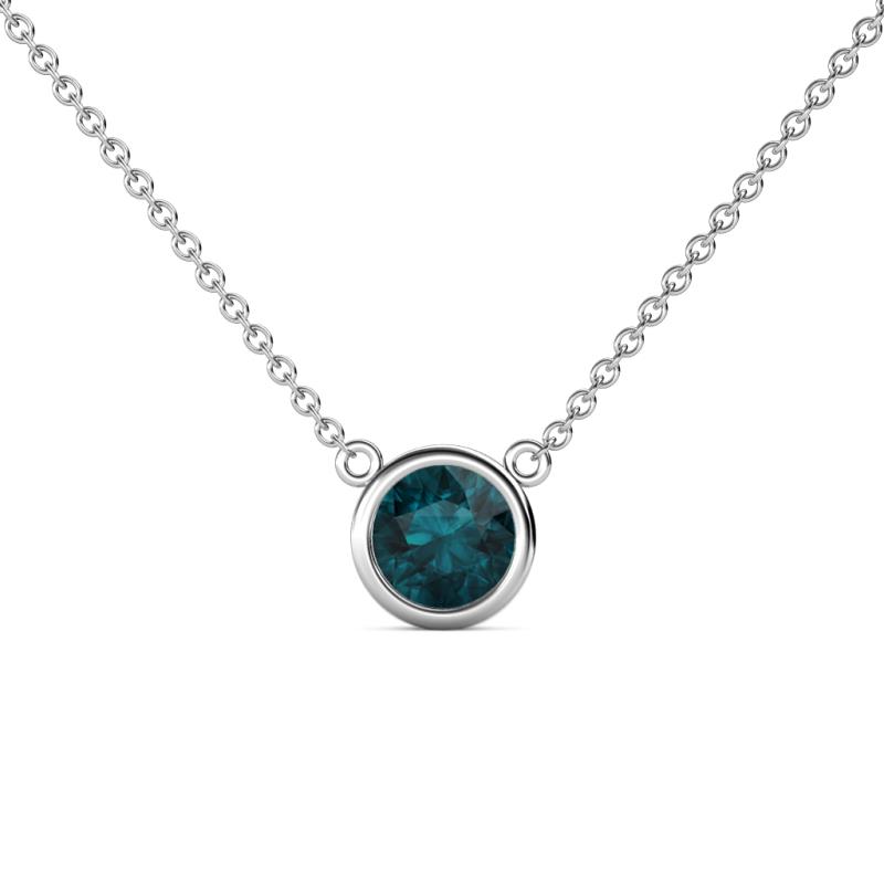 Merilyn 0.95 ct Round London Blue Topaz Bezel Set Solitaire Pendant 