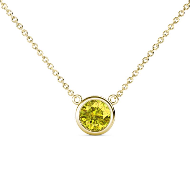 Merilyn 0.80 ct Round Yellow Diamond Bezel Set Solitaire Pendant 