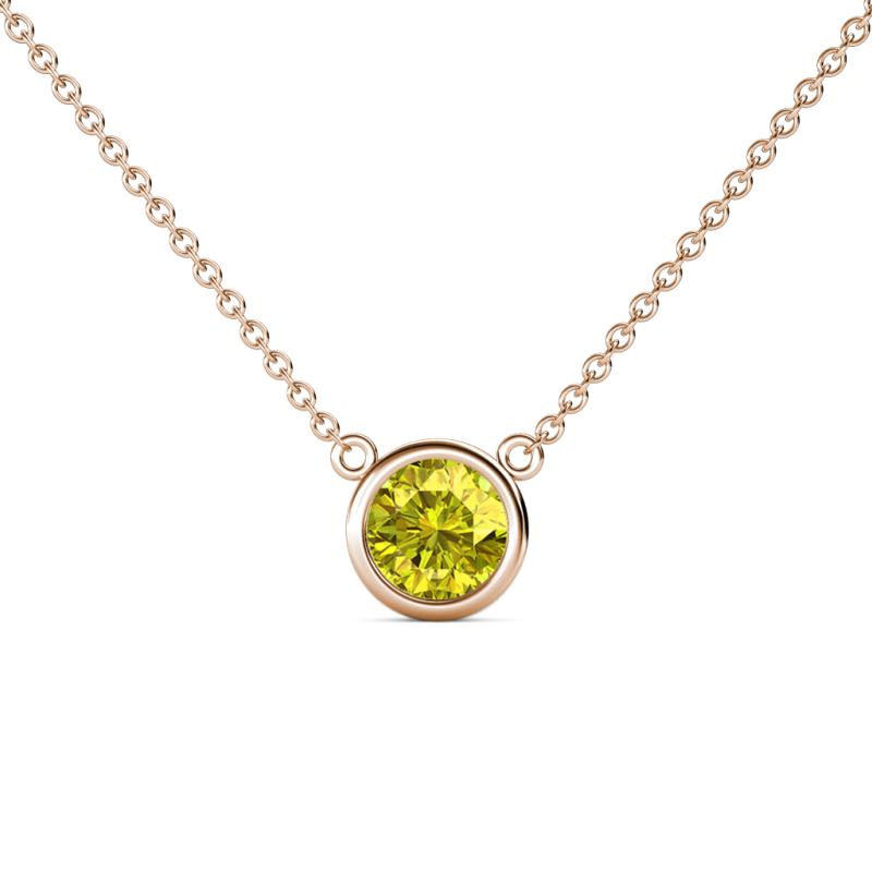 Merilyn 0.80 ct Round Yellow Diamond Bezel Set Solitaire Pendant 