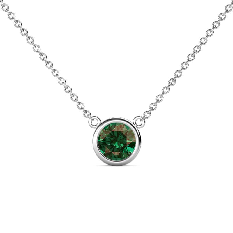 Merilyn 1.00 ct Round Created Alexandrite Bezel Set Solitaire Pendant 