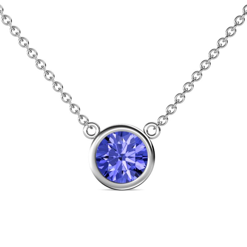 Merilyn 8.00 mm Round Tanzanite Bezel Set Solitaire Pendant 