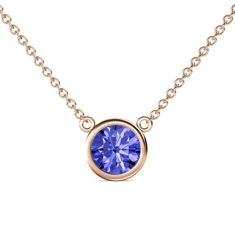 Merilyn 8.00 mm Round Tanzanite Bezel Set Solitaire Pendant 