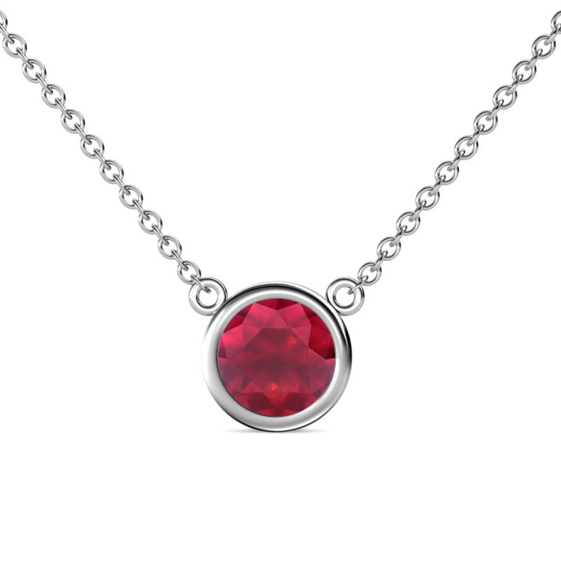 Merilyn 8.00 mm Round Ruby Bezel Set Solitaire Pendant 