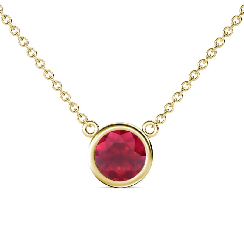Merilyn 8.00 mm Round Ruby Bezel Set Solitaire Pendant 