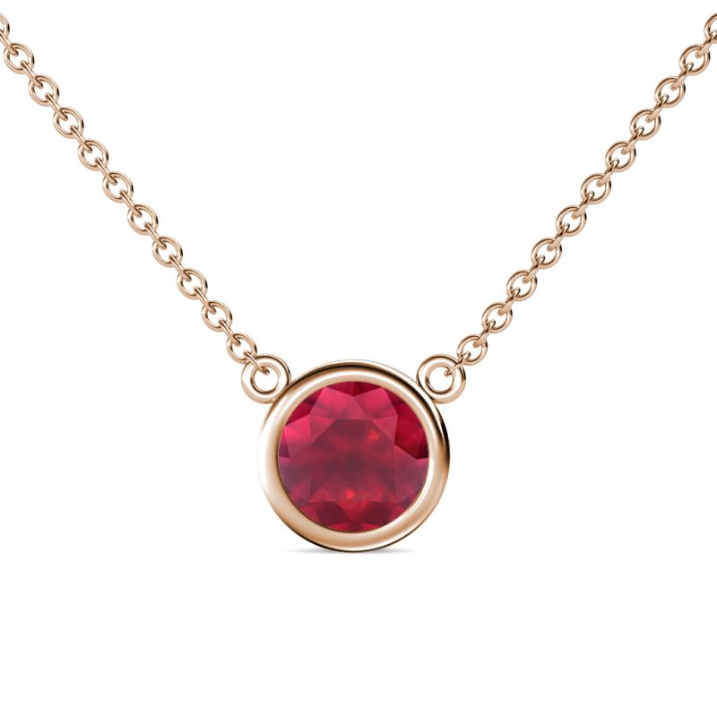 Merilyn 8.00 mm Round Ruby Bezel Set Solitaire Pendant 