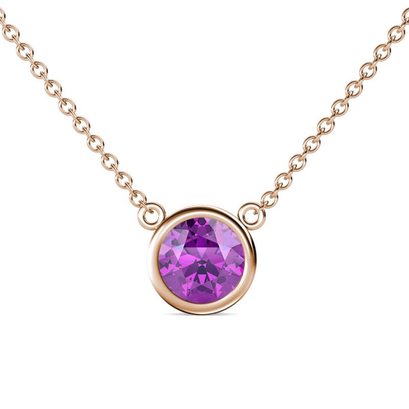 Merilyn 8.00 mm Round Amethyst Bezel Set Solitaire Pendant 