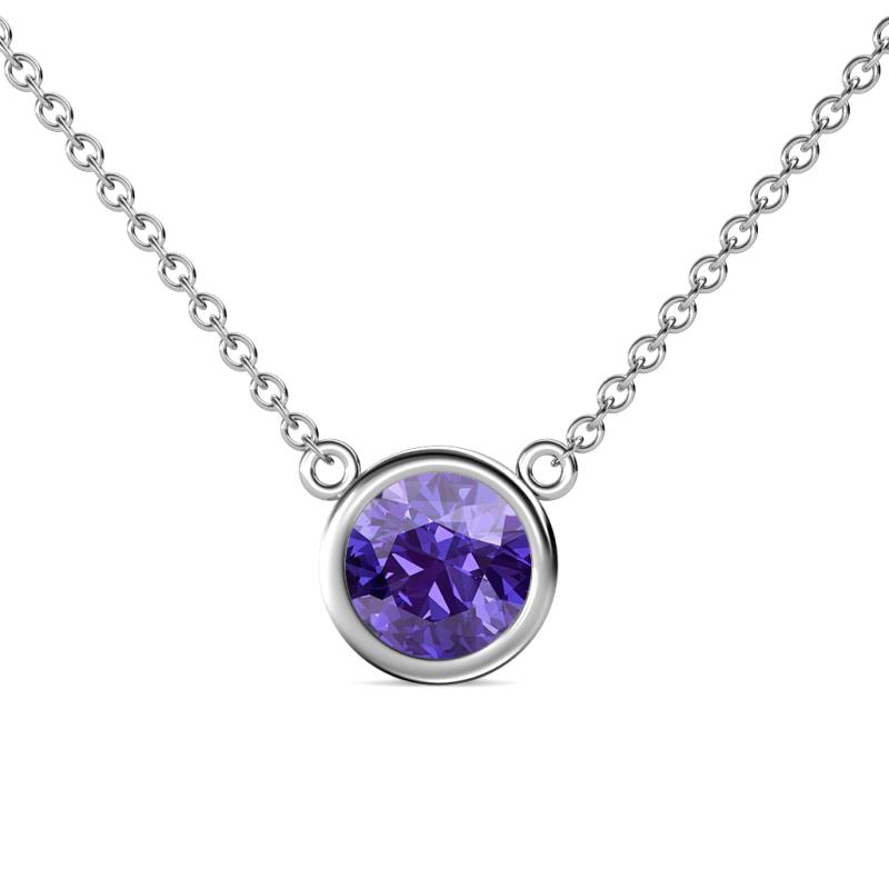 Merilyn 8.00 mm Round Iolite Bezel Set Solitaire Pendant 