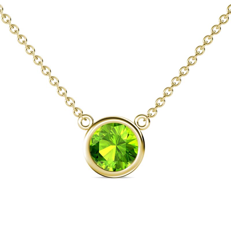 Merilyn 8.00 mm Round Peridot Bezel Set Solitaire Pendant 