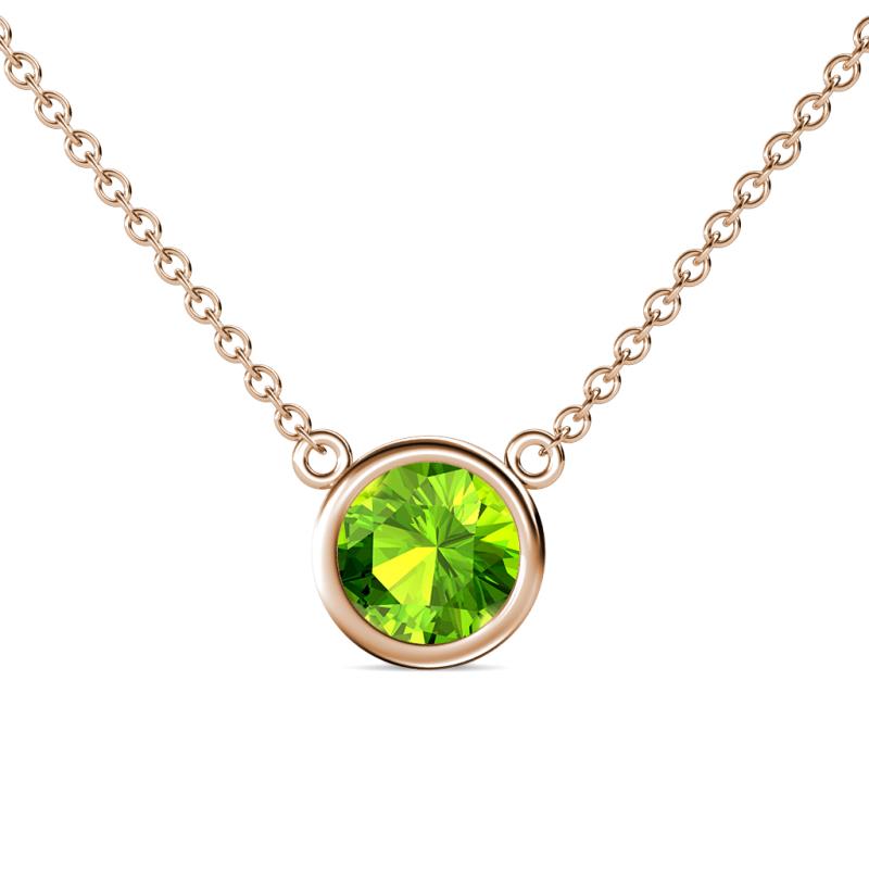 Merilyn 8.00 mm Round Peridot Bezel Set Solitaire Pendant 
