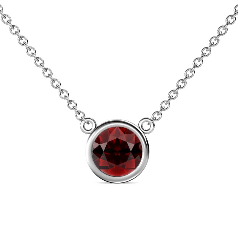 Merilyn 8.00 mm Round Red Garnet Bezel Set Solitaire Pendant 