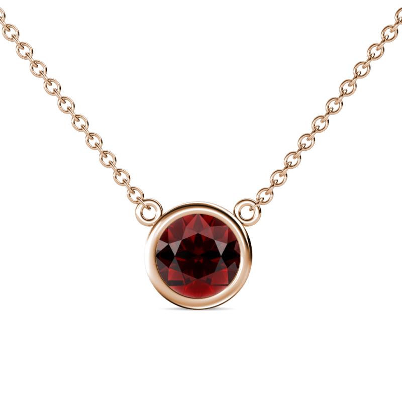 Merilyn 8.00 mm Round Red Garnet Bezel Set Solitaire Pendant 