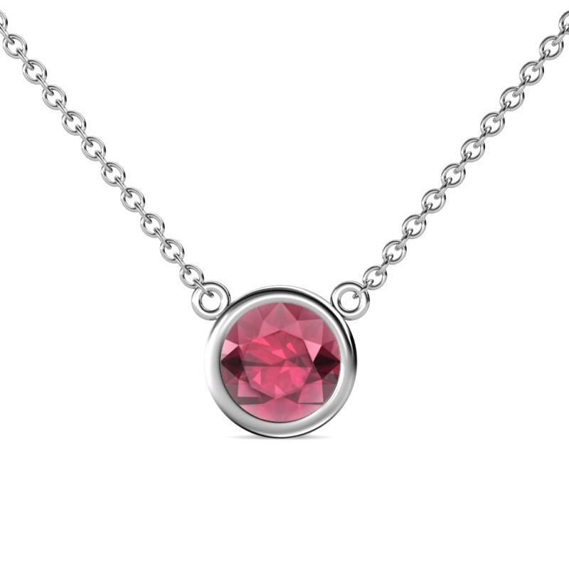 Merilyn 8.00 mm Round Rhodolite Garnet Bezel Set Solitaire Pendant 
