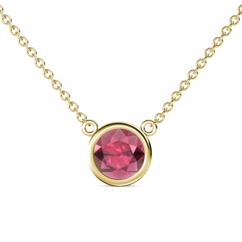 Merilyn 8.00 mm Round Rhodolite Garnet Bezel Set Solitaire Pendant 