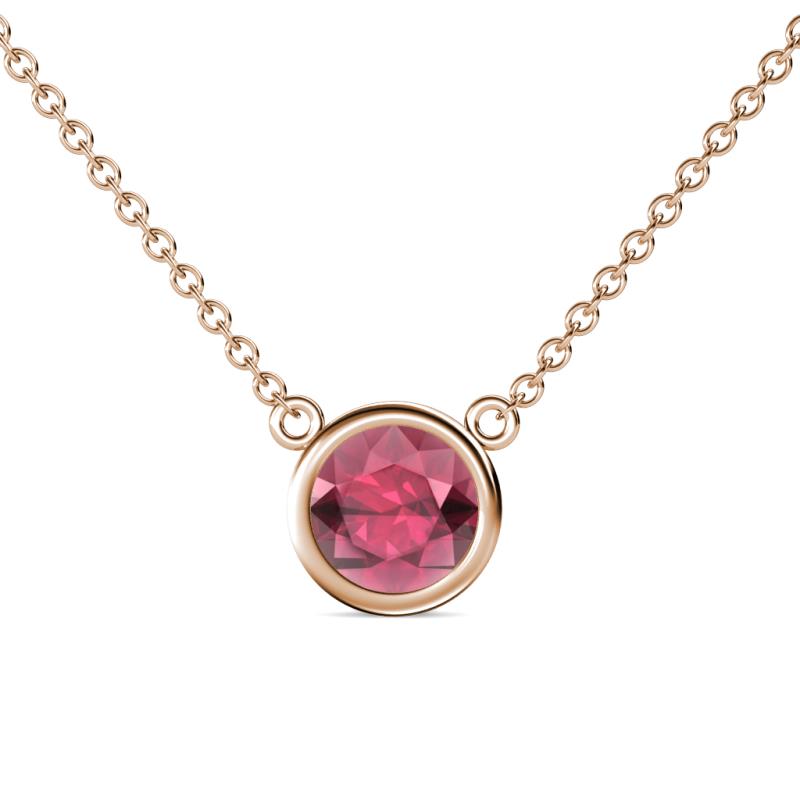 Merilyn 8.00 mm Round Rhodolite Garnet Bezel Set Solitaire Pendant 